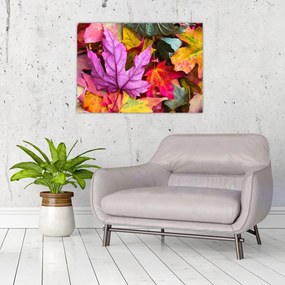 Obraz na szkle - jesienne liście (70x50 cm)