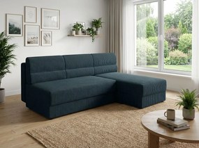 Rozkładana dwustronna sofa narożna L TAVERO 201x140 cm, ciemnoniebieska
