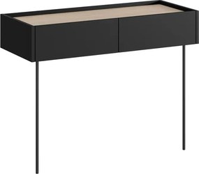 Toaletka Desin 100 cm z szufladami i metalowymi nogami - czarny mat / dąb nagano