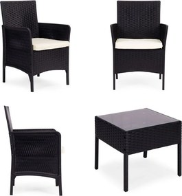 Zestaw mebli ogrodowych Livora 0213 - 2 krzesła i stolik kawowy, kolor czarny