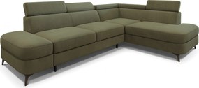 Masseno Narożnik AVISE z funkcją spania i pojemnikiem na pościel Narozniki L, Rozkładana sofa - Zielony, MATT VELVET 38