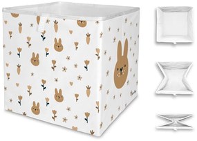 Biały tekstylny dziecięcy pojemnik na zabawki 32x32x32 cm Sweet Bunnies – Butter Kings