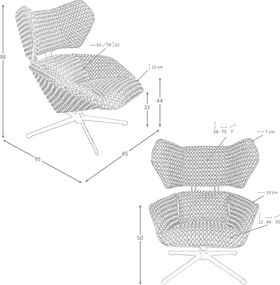 Czarno-biały fotel obrotowy z tkaniny 5142 ANGEL CERDA