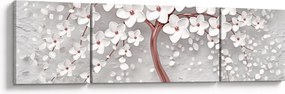 Obraz - Obraz białego drzewa z kwiatami, rosegold (170x50 cm)