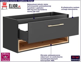 Podwieszana szafka łazienkowa z umywalką - Ketris 2S 120 cm