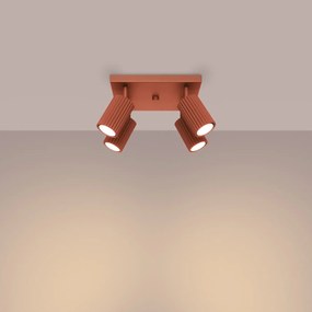 Plafon czteropunktowy KARBON 4 ochra czerwona kwadratowy SOLLUX  LIGHTING