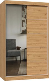 Szafa dwudrzwiowa przesuwna z lustrem 120 cm dąb artisan H4-D23