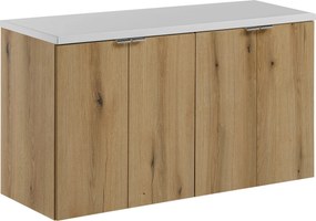 Szafka 4-drzwiowa pod umywalkę nablatową Nova 100 cm, dąb coast evoke/biały mat