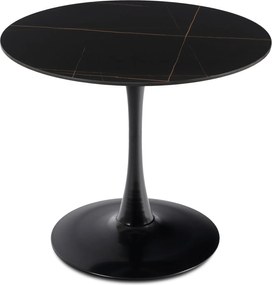 Stół Okrągły SANDER 89 cm Ceramiczny Czarny do Salonu Nowoczesny Glamour