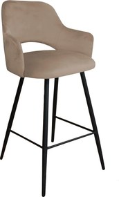 Hoker Milano krzesło barowe tkanina Welur podstawa metalowa : Kolor nogi - Czarna stożek, Kolor tkaniny - VELVET - MG06, Typ siedziska - Siedzisko stałe
