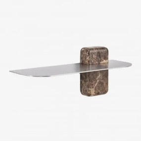 Zestaw 2 Półek Ściennych Ze Stali Nierdzewnej I Naturalnego Kamienia Serbian Brązowy Marmur Emperador & ↔︎ 45 Cm - Sklum