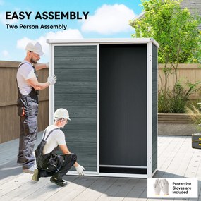 Outsunny domek narzędziowy plastikowy składany domek ogrodowy na narzędzia z podłogą 134x68x170 cm podwójne drzwi | Aosom PL