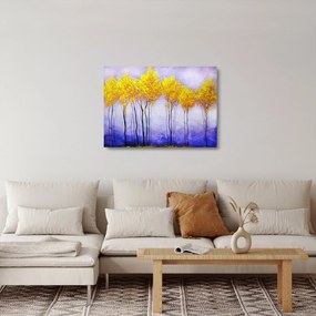 Obraz na szkle żółtych drzew (70x50 cm)