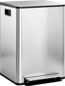 HOMCOM Kosz na śmieci z 2x30 l komorami, pokrywa Soft-Close, odporny na odciski, stal nierdzewna, srebrny | Aosom PL