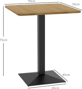 HOMCOM Stół jadalniany Kwadratowy stół kuchenny dla 2 osób z blatem w optyce drewna stalową podstawą 70 x 70 x 75 cm Ciemnobrązowy | Aosom PL