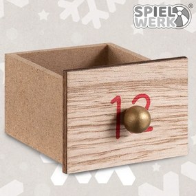 Spielwerk Drewniany kalendarz adwentowy ŚWIĘTY MIKOŁAJ z oświetleniem, 35x6x27cm, biała/brązowa