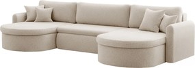 Uniwersalny narożnik Verona U z funkcją spania, do salonu, kremowy