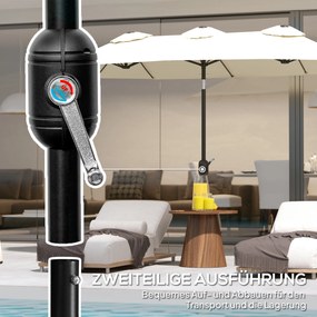 Outsunny Parasol słoneczny, parasol ogrodowy, regulowany, z korbą, z otworami wentylacyjnymi, poliester+stal, kremowy, 295 x 152 cm | Aosom PL