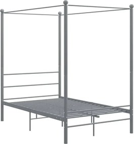 Szare rustykalne łóżko z baldachimem 120x200 cm W5-G68