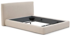 Beżowe tapicerowane łóżko dwuosobowe bez stelaża 160x200 cm Blok – Kave Home