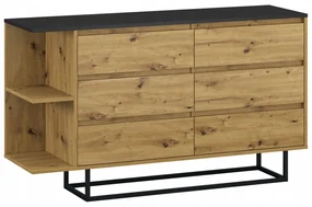 Komoda 6 szuflad na nogach loft artisan czarny