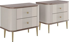 Zestaw szafek nocnych Vesper 56 cm - kaszmir / orzech / złote nogi