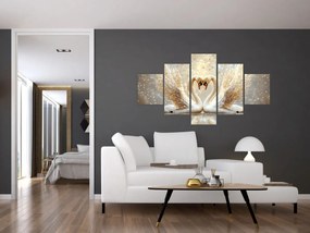 Obraz - Złote łabędzie (125x70 cm)