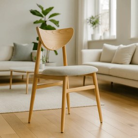 Krzesło Tapicerowane z Drewna Giętego BRAGA Dąb/Szare Retro