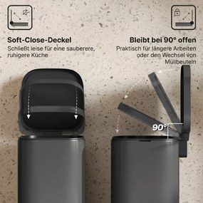 HOMCOM 30 L kosz na śmieci do kuchni, pedałowy z pokrywą, Soft-Close i funkcja utrzymania otwarcia, do kuchni i domu | Aosom PL