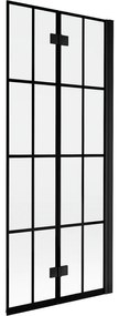 Mexen Mist parawan nawannowy 2-skrzydłowy prawy 80 x 150 cm, czarna kratka, czarny - 8A9-080-002-70-77-P
