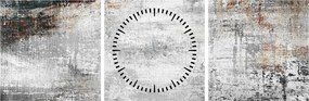 Obraz - Abstrakcyjne teksturowane płótno (z zegarem) (90x30 cm)