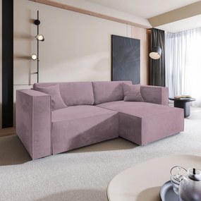 Masseno Narożnik NERIO z funkcją spania i pojemnikiem na pościel Narozniki L, Rozkładana sofa - Wrzosowy, MONOLITH 62