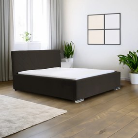 Łóżko tapicerowane z pojemnikiem i materacem LUKS Ciemny brąz 120x200 cm