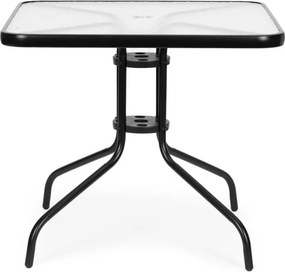 Stolik ogrodowy kwadratowy 80 cm z otworem na parasol Tulum 073, czarny