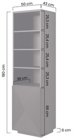 Regał Asha 50 cm z ryflowanym frontem - kaszmir