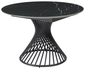 Stół do jadalni rozkładany dla 4 do 8 osób z ceramiki i metalu - Efekt czarnego marmuru - CASTINA