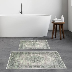 Zielono-szare dywaniki łazienkowe zestaw 2 szt. 60x100 cm – Foutastic