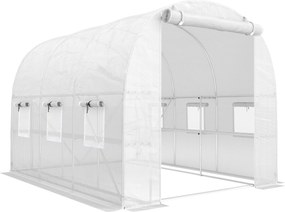 Outsunny Szklarnia foliowa 2,7 x 2 x 2 m z półkami, rolowanymi drzwiami, 6 oknami, wspornikami | Aosom PL