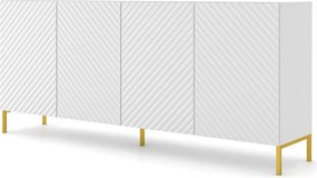 Długa komoda 200 cm biały mat + złote nóżki B8-B56