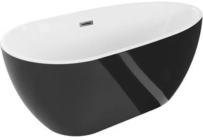 Mexen Eos wanna wolnostojąca 150 x 75 cm, biała/czarna, przelew gun metal - 52471507575-95