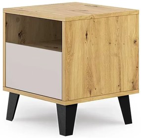 Szafka nocna na czarnych nóżkach dąb artisan + kaszmir L6-G36