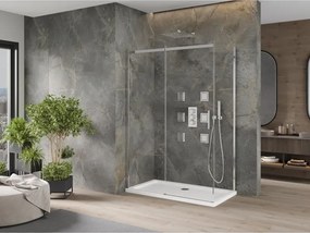 Mexen Omega kabina prysznicowa rozsuwana 140 x 70 cm, transparent, chrom + brodzik Flat - 825-140-070-01-00-4010