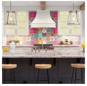 Zestaw 30 naklejek ściennych Ambiance Wall Stickers Tiles Azulejos Mariska, 15x15 cm