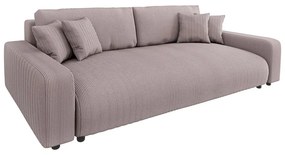 Jasnoróżowa sztruksowa rozkładana sofa ze schowkiem 234 cm Sara – Ropez