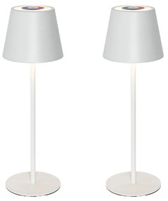 Zestaw 2 białych lamp stołowych ze ściemniaczem i ładowalnym RGBW - Murdock