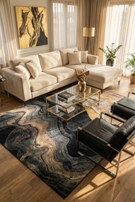 Złoto-czarny dywan w marmurowy wzór glamour M6-Z19