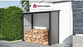 Wiata na drewno opałowe metalowa ze stali galwanizowanej drewnopodobna 1,98 m3 – 2 stery drewna – 182 × 89 × 156 cm (dł. × szer. × wys.) – BIRWOOD