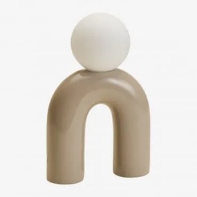 Lampa Stołowa Ceramiczna 30cm Ze Szklaną Kulą Margot Kremowa - Sklum