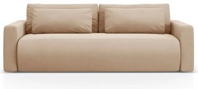 Jasnobrązowa aksamitna rozkładana sofa ze schowkiem 238 cm Belfast – Cosmopolitan Design
