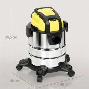 HOMCOM odkurzacz na mokro i sucho, na kółkach, potrójny system filtrów, 20 L zbiornik na kurz
